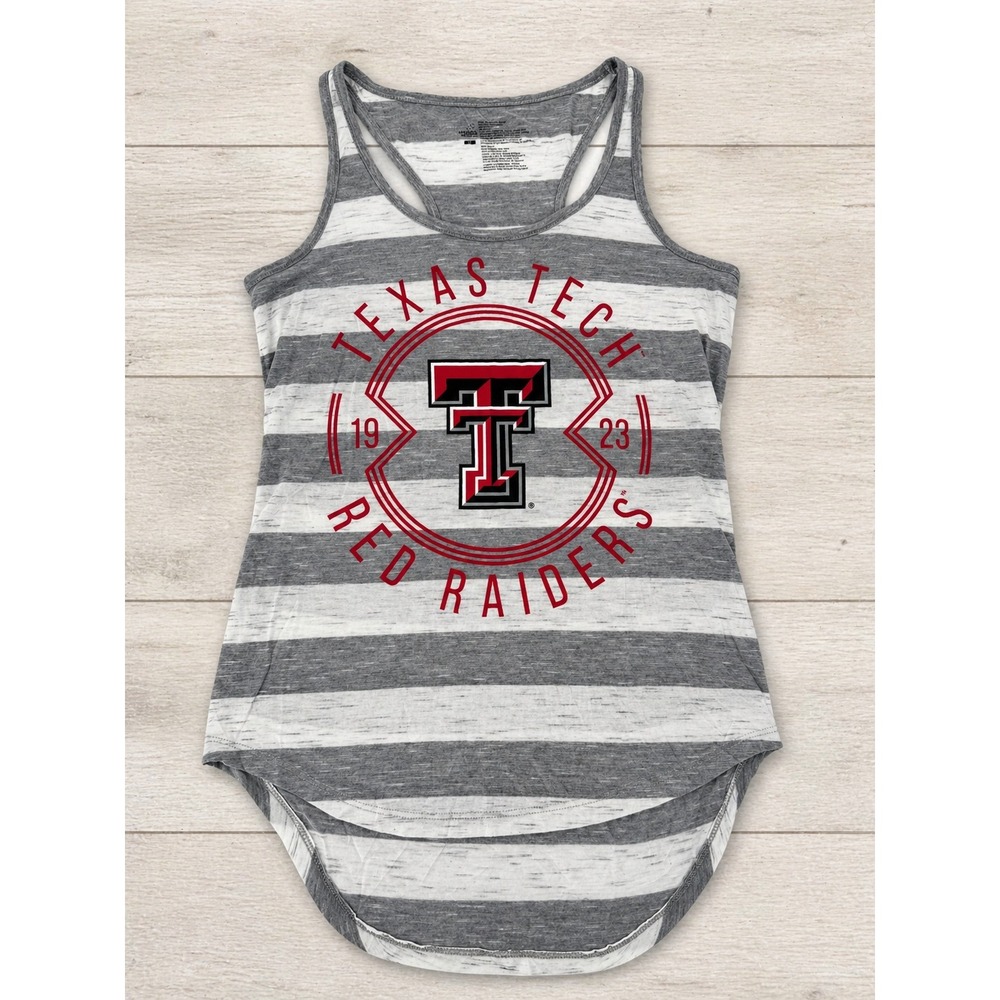Creative Apparel Tank Top‎ Womens Small Grey Texas Tech Red Raiders Striped Logo